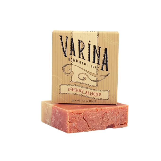 Natural Cherry Almond Bar Soap - Gentle Cleansing for Sensitive Skin, Spicy - 3 Pack