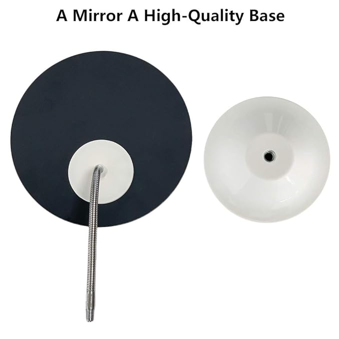 YEAKE Adjustable Flexible Gooseneck Makeup Mirror,360°Rotation Folding Portable Desk Vanity Mirror with Stand Shower Shaving Cosmetic Mirror Round Large