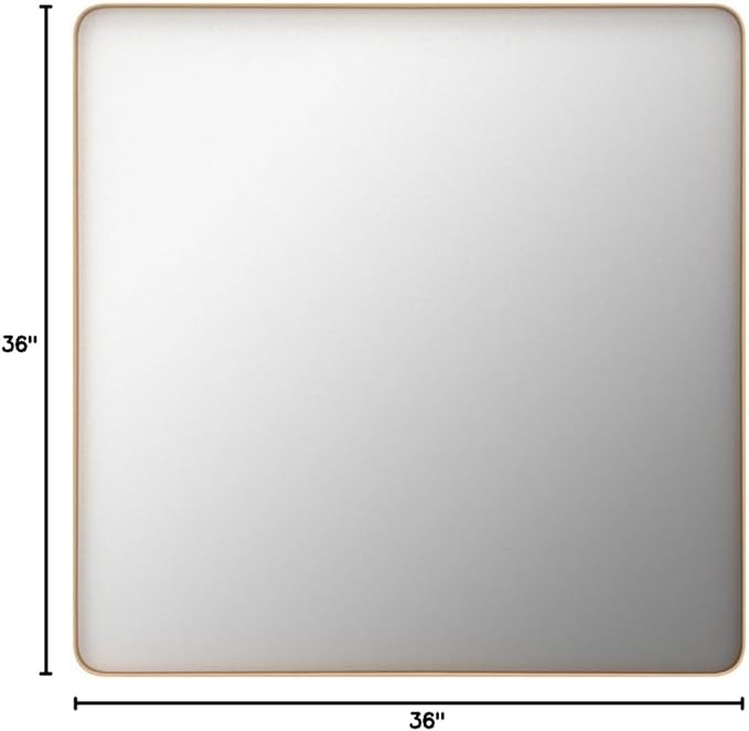 LOAAO 36”X36” Gold Bathroom Mirror, Rounded Rectangle Gold Frame Mirror, Brushed Gold Bathroom Vanity Mirror Wall-Mounted, Anti-Rust, Tempered Glass, Hangs Horizontally or Vertically