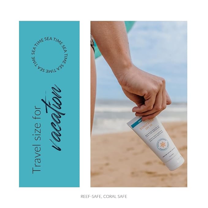 Reef Safe Mineral Sunscreen Travel Lotion SPF 50 - Mexico & Hawaii 104 Reef Act Compliant, Biodegradable, Zinc Oxide, Oxybenzone & Octinoxate Free, Water Resistant, Natural Ingredients, by Coral Safe