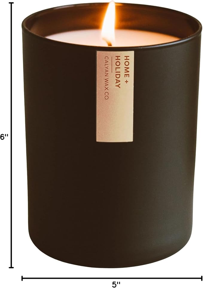 Calyan Wax Co. Home & Holiday Scented Candle - 75 Hour Burn - Luxury Non Toxic Soy Wax Candles - Long Lasting Black Tumbler Jar Candle for Home - 10.2oz
