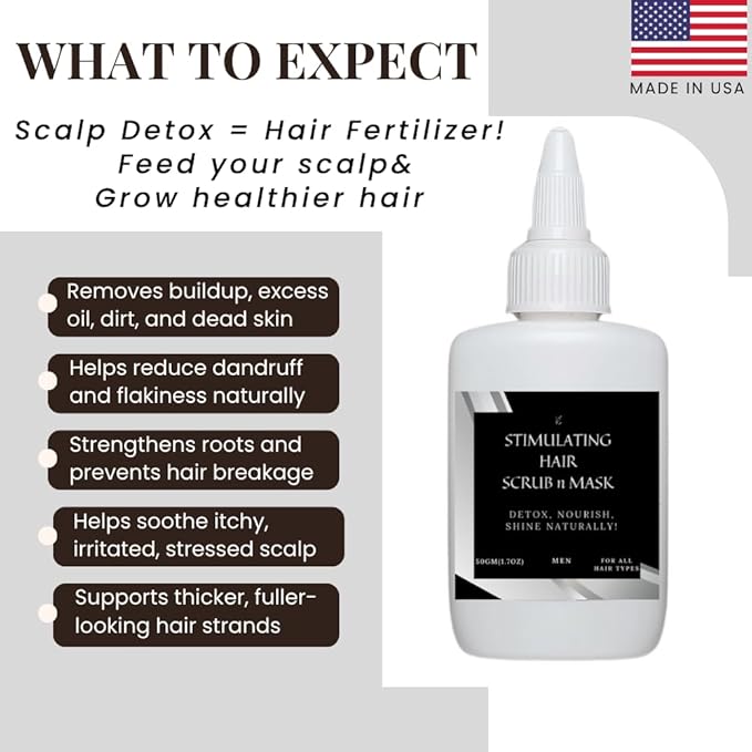 K C Scalp Detox & Hair Treatment Mask - Deep Conditioner for Dry Scalp & Damaged Hair – Scalp Care for Buildup, Flakes & Oil Control – All Hair/Scalp Types – Spa Grade Formula (MEN)