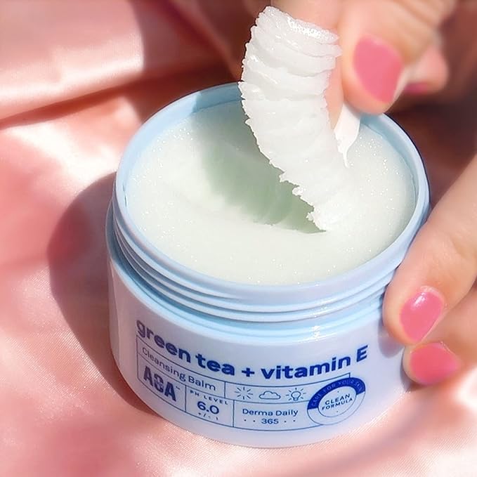 AOA STUDIO Green Tea & Vitamin E Cleansing Balm, Waterproof Makeup Remover, Oil Based Makeup Remover, K beauty Skin Care, Soothing and Brightening for All Skin Types, 3.38 Fl Oz, 100 ml
