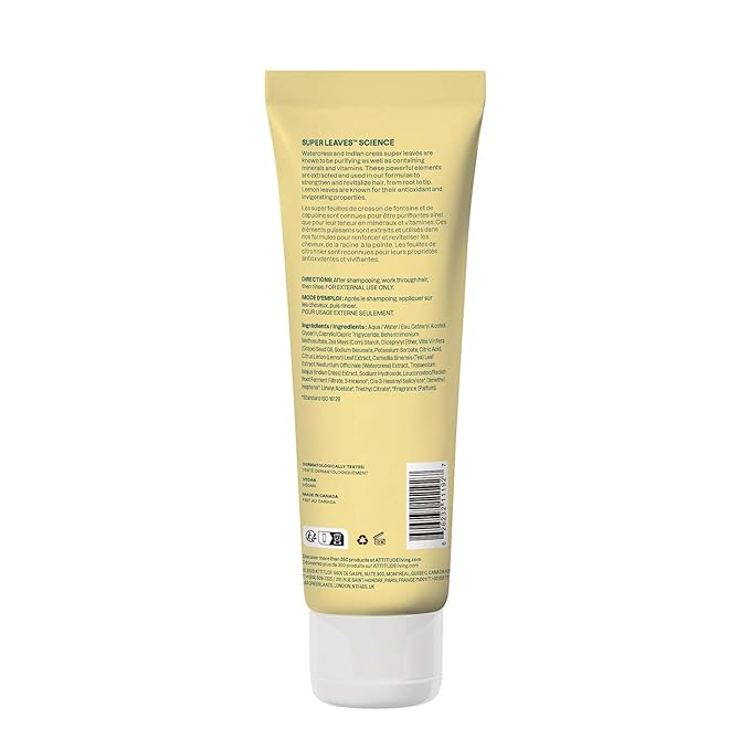 ATTITUDE Clarifying Hair Conditioner, Restores Shine, Naturally Derived Ingredients, Vegan Detangler, Dermatologically Tested, Lemon Leaves and White Tea, 8 Fl Oz