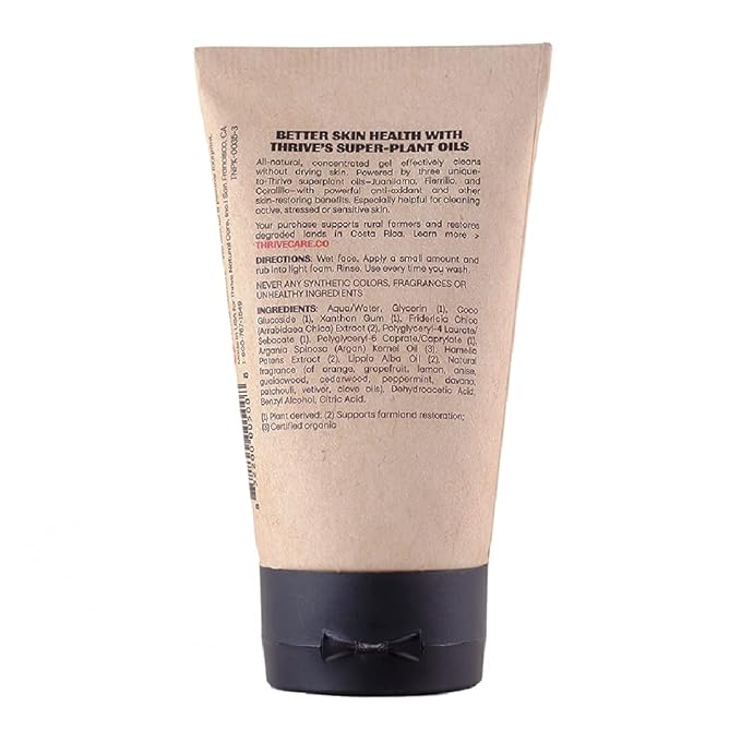Thrive Natural Care Face Wash Gel for Men & Women - Daily Facial Cleanser with Anti-Oxidants & Unique Natural Ingredients for Healthier Skin Care - Vegan, Pack of 3