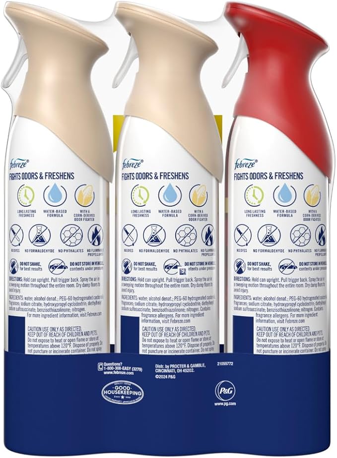 Febreze Air Freshener Spray, Odor-Fighting Room Spray, Crisp Fall Breeze, Cuddle Weather, Baked Cinnamon Apple, 8.8oz, 3 Count