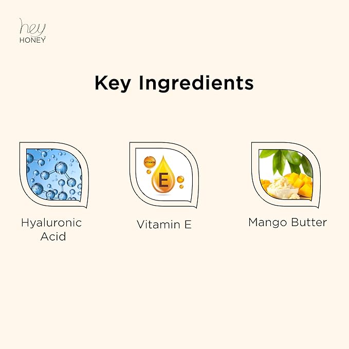 Hey Honey Skin Care Mango & Honey Water-Free Body Lotion - Hyaluronic Acid, Ceramides & Barrier Repair for Hands, Elbows & Dry Sensitive Skin | 24-Hr Hydration, Fruit Enzymes, Cruelty-Free | 6.7 oz