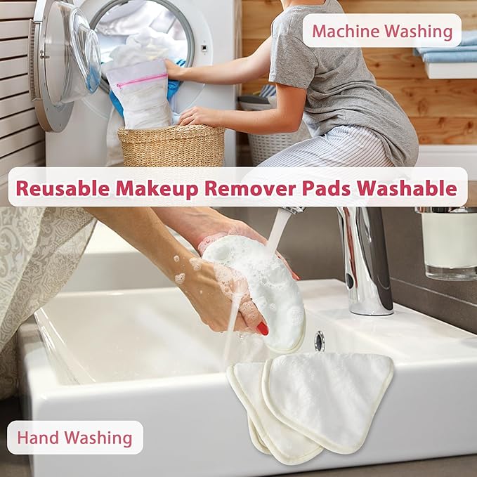 Makeup Remover Cloth, 6" x 6" Make Up Towels Reusable Face Cloth for Washing Face, Makeup Remover Pads Microfiber Face Washcloth with Mesh Bag, 12 Pack