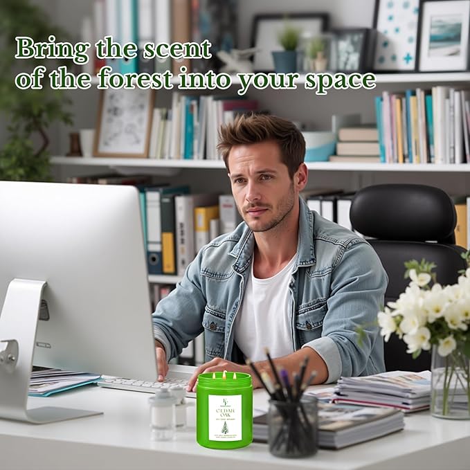 Cedar Oak Large Scented Candle, 3-Wick 22oz Long Lasting Scented Candle, Natural Soy Wax Aromatherapy Candle for Home, Autumn Candle Gifts for Women Men