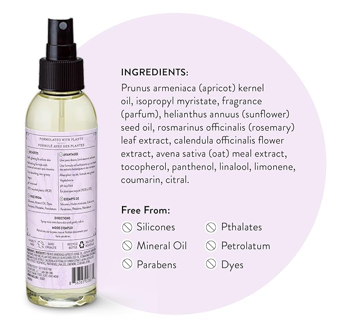 J.R. Watkins Naturally Hydrating Body Oil Mist, Lavender, 6 fl oz, 2 Pack