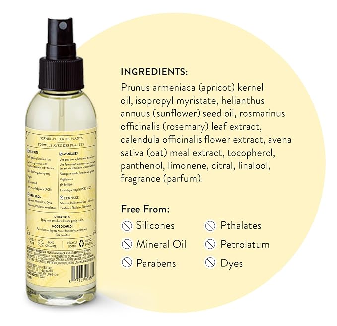 J.R. Watkins Naturally Hydrating Body Oil Mist, Lemon Cream, 6 fl oz, 2 Pack