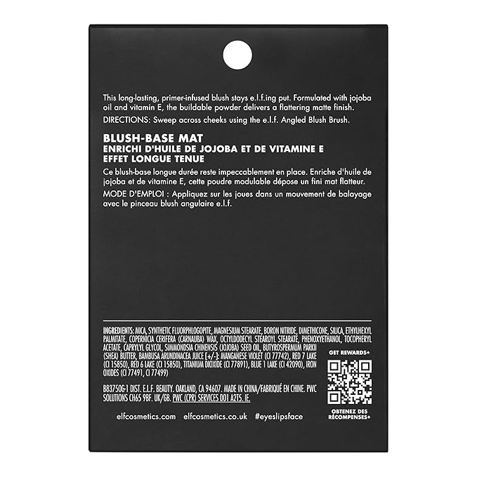 e.l.f. Primer-Infused Matte Blush, Long-Lasting, Lightweight & Buildable Powder Blush, Delivers A Matte Finish, Vegan & Cruelty-Free, Always Tempting