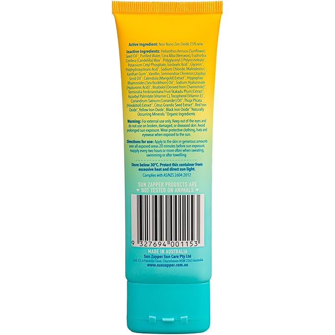 Sun Zapper Pure Zinc Mineral Sunscreen SPF 50, Reef Safe, Broad Spectrum UVA + UVB Protection, 25% Zinc, Water Resistant, Fragrance Free, Paraben Free, No White Cast, Natural Sun Cream - 3.52 Ounce