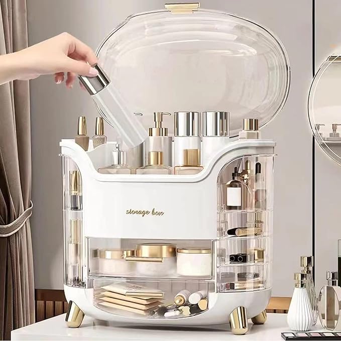 Large Makeup Organizer Countertop Vanity Organizer Case Skin Care Cosmetic Storage Box Bathroom Counter Perfume Skincare Organizers Make Up Caddy Gift Women Girls Clear Design Easy Visibility