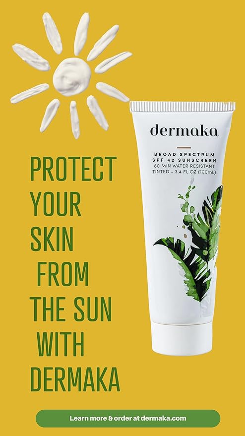 Dermaka Sunscreen SPF 42 for Face & Body – 2-in-1 Lightly Tinted Mineral Sunscreen with Zinc Oxide & Titanium Dioxide – Skin Soothing, Water-Resistant 80 Min, 3.4 oz