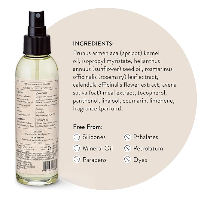 J.R. Watkins Naturally Hydrating Body Oil Mist, Coconut, 6 fl oz, 2 Pack