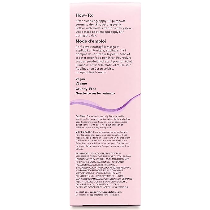 grace & stella Retinol Serum for Face with Hyaluronic Acid (50ml/1.7 fl oz) - Restoring Retinol Hyaluronic Acid Serum for Face to Reduce Fine Lines & Wrinkles - Acido Hialuronico - Vegan Skincare