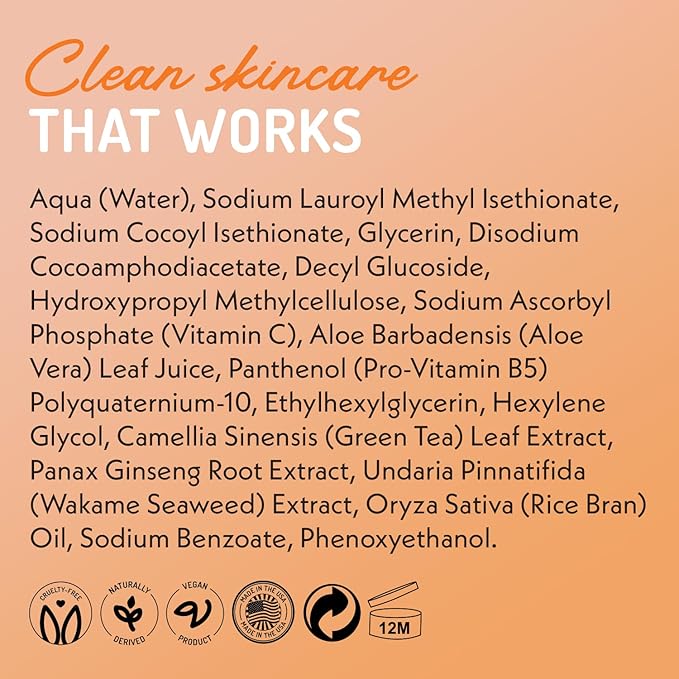 Eve Hansen Vitamin C Cleanser Face Wash | Anti Aging Facial Cleanser for Fine Lines, Age Spots, Dark Circles | Cruelty Free Skin Care Cleansing Gel with Aloe Vera, Vitamin E (4 oz)