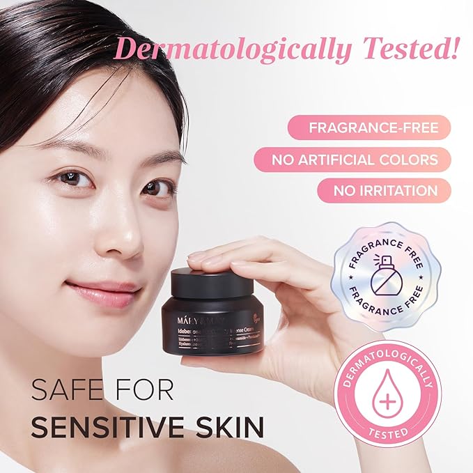Mary&May Idebenone Blackberry Cream | Antioxidant Korean Moisturizer with 5 Ceramides & Hyaluronic Acid | Skin Barrier Repair & 48H Hydration | For All Skin Types (70g/2.46oz)