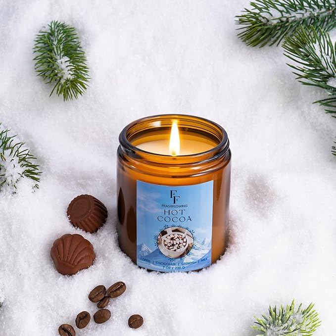Winter Candles, Scented Candles for Home, 4 Pack Holiday Natural Soy Candles, Gifts for Women Men, Fragrance of Fir/Hot Cocoa/Vanilla Cookies/Cinnamon