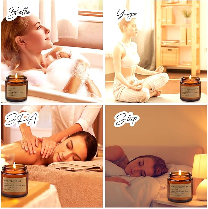 Candle Gift Set for Women – 8 Pack Scented Candles for Home,Long Lasting Soy Wax Amber Jar Candles, Aromatherapy Candle Set,Perfect Holiday & Christmas Gifts