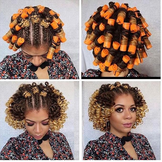 Cold Wave Perm Rods For Long Hair,40PCS Orange Plastic Curling Rods For Short & Natural Hair,DIY Perming Rods For HairStyling(Orange 40Pcs)