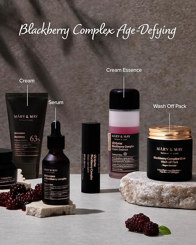 Mary&May Idebenone Blackberry Cream | Antioxidant Korean Moisturizer with 5 Ceramides & Hyaluronic Acid | Skin Barrier Repair & 48H Hydration | For All Skin Types (100g/3.52oz)