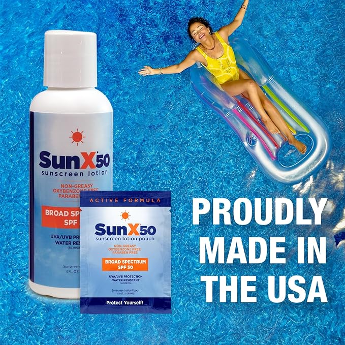 CoreTex Sun X 50 SPF Broad Spectrum Sunscreen Lotion - 1.5oz Tottle of Paraben, Oxybenzone, Octinoxate, & Oil Free Sunscreen - No White Cast and Water Resistant Up to 80 Minutes