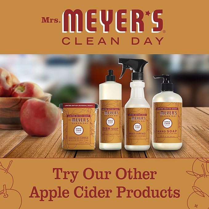 MRS. MEYER'S CLEAN DAY Soy Aromatherapy Candle, 35 Hour Burn Time, Made with Soy Wax and Essential Oils, Limited Edition Apple Cider, 7.2 oz - Pack of 2