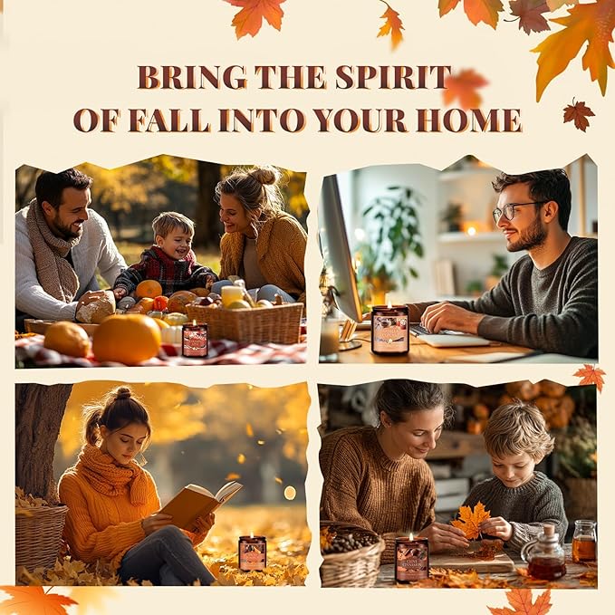 Fall Candle, Clove Cinnamon Scented Candles for Home, Natural Soy Autumn Candle Aromatherapy Candle, 7 oz Jar Candles Fall Gifts for Women Men