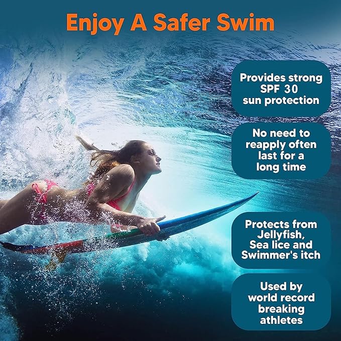 Safe Sea Zinc Oxide Sunscreen SPF30 | Clear Mineral Face And Body Sunscreen Without White Cast | Anti-Jellyfish Sting Protective Lotion | 3.4Oz (100ml) (2 Pack)