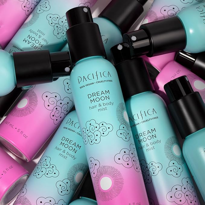 Pacifica Hair Perfume & Body Fragrance Spray Mist - Dream Moon with Bergamot, Pear, Pink Rose, Coconut, Vanilla, Sandalwood & Patchouli – Alcohol-Free, Vegan & Cruelty-Free, 5 oz (1 Count)