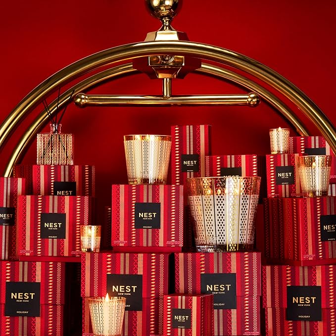 NEST New York Scented 3-Wick Candle, Holiday - 21.2 oz - Up to 100-Hour Burn Time - Reusable Glass Vessel