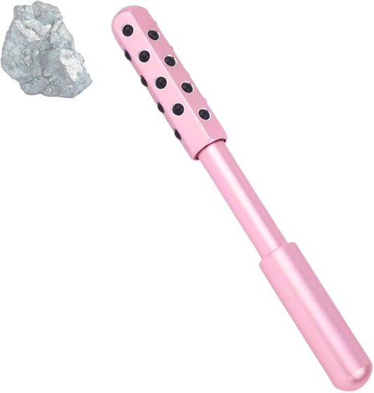 Radiance Roll 24 Germanium Stone Roller for Holistic Skincare to Improved Circulation - Uplift Massaging Beauty with 24 Germanium Stones [Rose Gold]