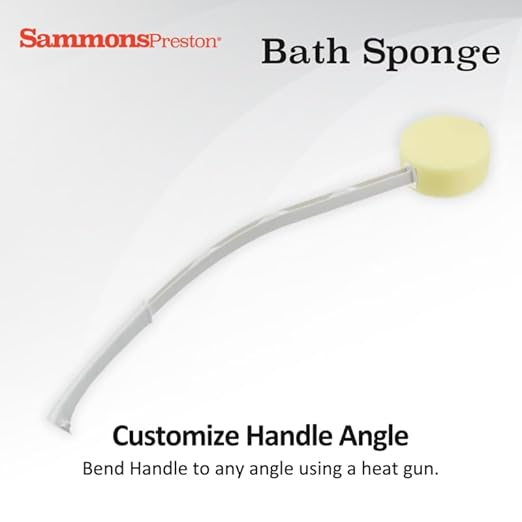 Sammons Preston Bath Sponge, Lightweight Long Handled Washer and Scrubber for Bath and Shower, Extended Reacher Cleaning Aid for Limited Range of Motion, Round