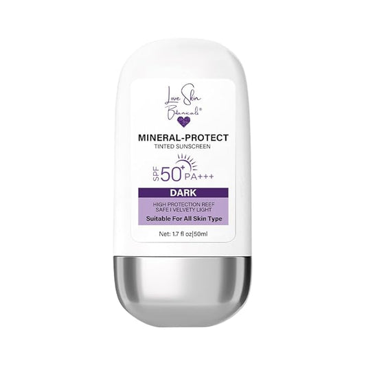 Mineral Protect Tinted Sunscreen SPF 50 PA+++ – Dark Tint | 100% Mineral, No Ashy Finish, Reef-Safe, Unscented, Broad Spectrum Daily Face Sunscreen
