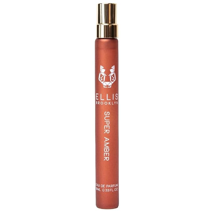 Ellis Brooklyn SUPER AMBER Eau de Parfum, Travel Spray, Warm Amber Perfume for Women, Gourmand, Vegan & Allergen-Free Fragrance with Vanilla Orchid, Cedarwood & Musk, 10ml / 0.33 Fl Oz