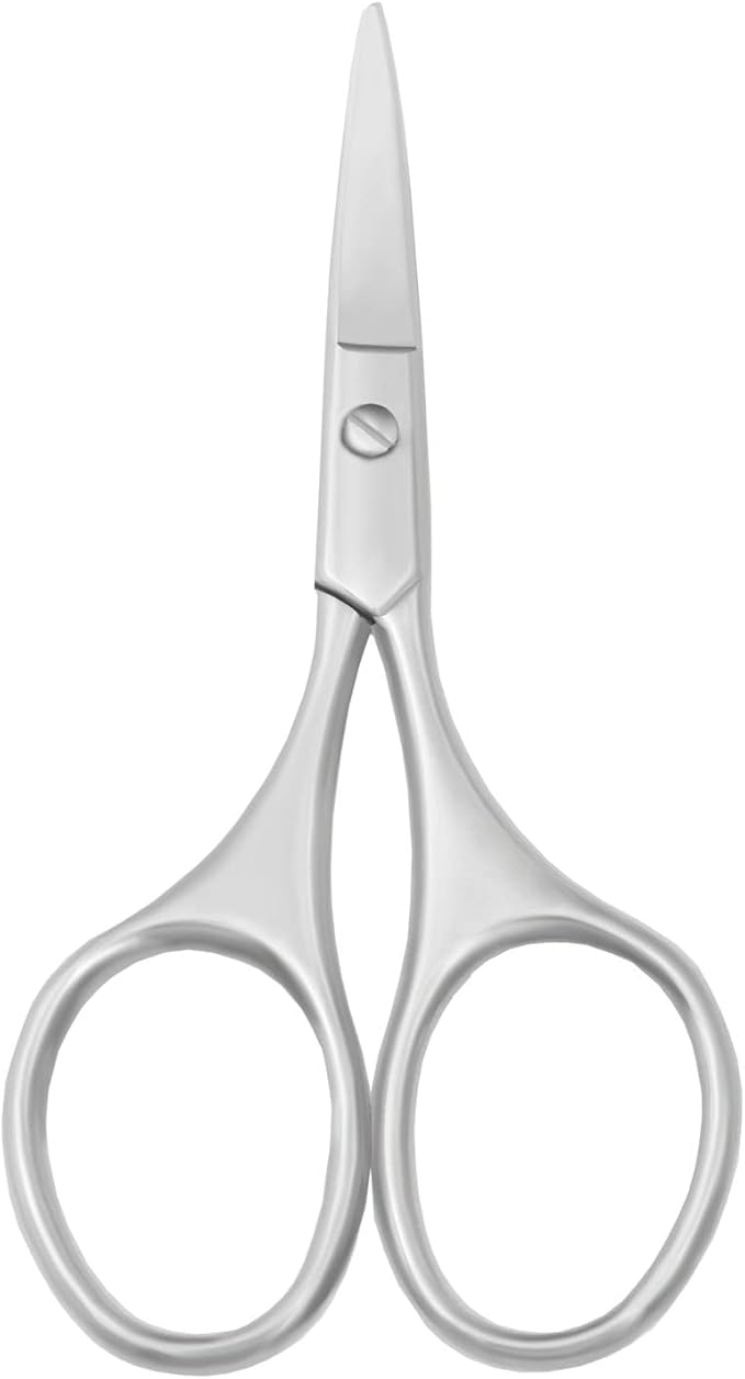 Multicolor Professional Grooming Scissors for Personal Care Facial Hair Removal and Ear Nose Eyebrow Trimming Stainless Steel Fine Straight Tip Scissors 3.9 Inch (Silver Set D)
