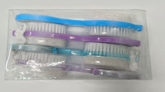 Foot Brush and Pumice Stone - 4 Pack Foot Brush Scrubber for Shower 4 in 1 Pedicure Foot File Exfoliator for Foot Care - Purple and Blue