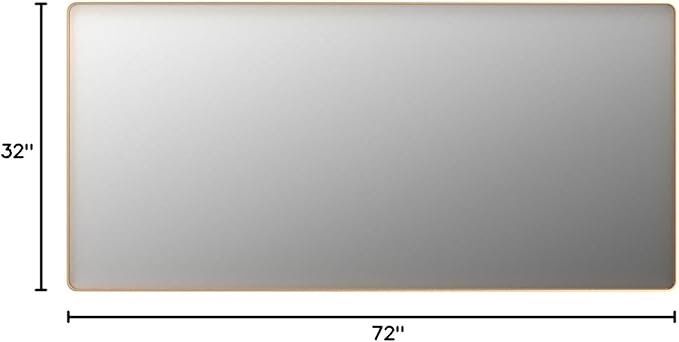 LOAAO 72”X32” Gold Bathroom Mirror, Rounded Rectangle Gold Frame Mirror, Brushed Gold Bathroom Vanity Mirror Wall-Mounted, Anti-Rust, Tempered Glass, Hangs Horizontally or Vertically
