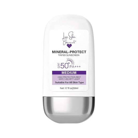 Mineral Protect Tinted Sunscreen SPF 50 PA+++ – Medium Tint | 100% Mineral, Reef-Safe, No White Cast, Chemical-Free, Unscented, Daily Face Sunscreen