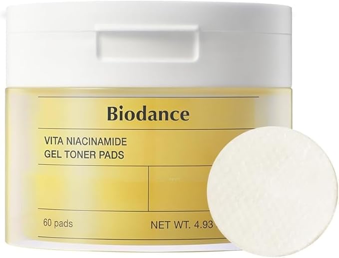Biodance Vita Niacinamide Gel Toner Pads, Dark Spot Corrector, Evening Skin Tone, Gentle Exfoliating Toner Pads with Vitamin C, Korean Skincare, Stocking Stuffersㅣ4.93 fl.oz.(140g)*60Pads