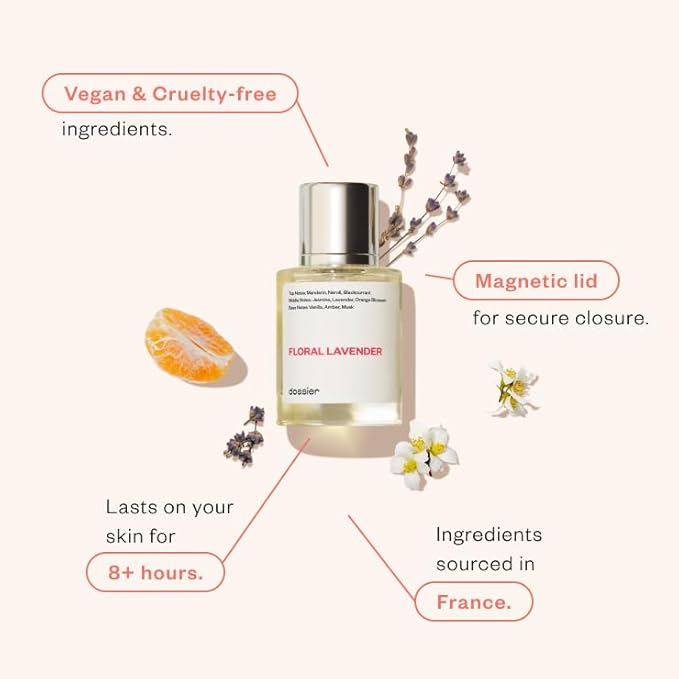 Dossier - Floral Lavender - Eau de Parfum - Inspired by YL's Libre - Perfume Luxury - Pure Infused - Paraben-Free - Vegan - For Women - Fragrance 1.7 Fl oz (Spray 50ml)