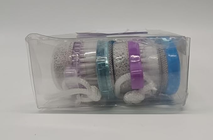 Foot Brush and Pumice Stone - 4 Pack Foot Brush Scrubber for Shower 4 in 1 Pedicure Foot File Exfoliator for Foot Care - Purple and Blue