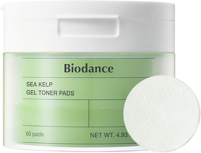 Biodance Sea Kelp Gel Toner Pads, Calming & Balancing Toner Pads for Sensitive Skin, Oil & Sebum Control, Refreshing Blemish Care, Korean Skincare, Stocking Stuffersㅣ4.93 fl.oz.(140g)*60Pads