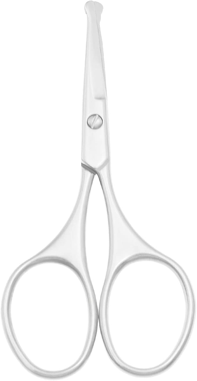 Multicolor Professional Grooming Scissors for Personal Care Facial Hair Removal and Ear Nose Eyebrow Trimming Stainless Steel Fine Straight Tip Scissors 3.9 Inch (Silver Set D)