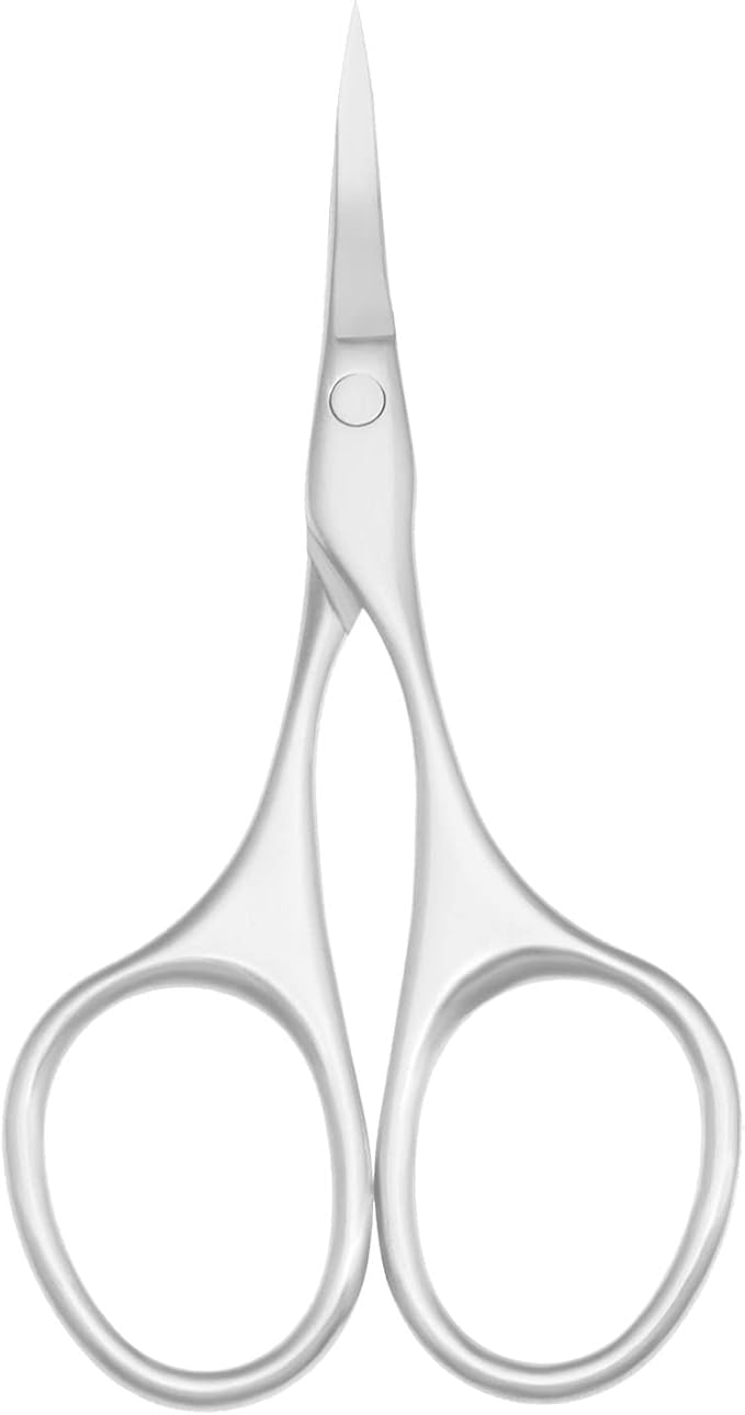 Multicolor Professional Grooming Scissors for Personal Care Facial Hair Removal and Ear Nose Eyebrow Trimming Stainless Steel Fine Straight Tip Scissors 3.9 Inch (Curved Silver Set)