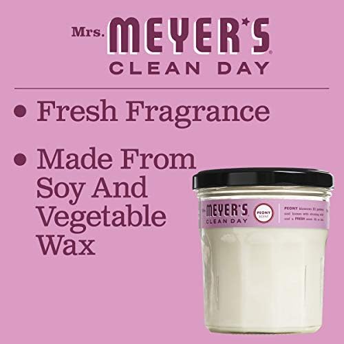MRS. MEYER'S CLEAN DAY Soy Aromatherapy Candle, 35 Hour Burn Time, Made with Soy Wax and Essential Oils, Peony, 7.2 oz