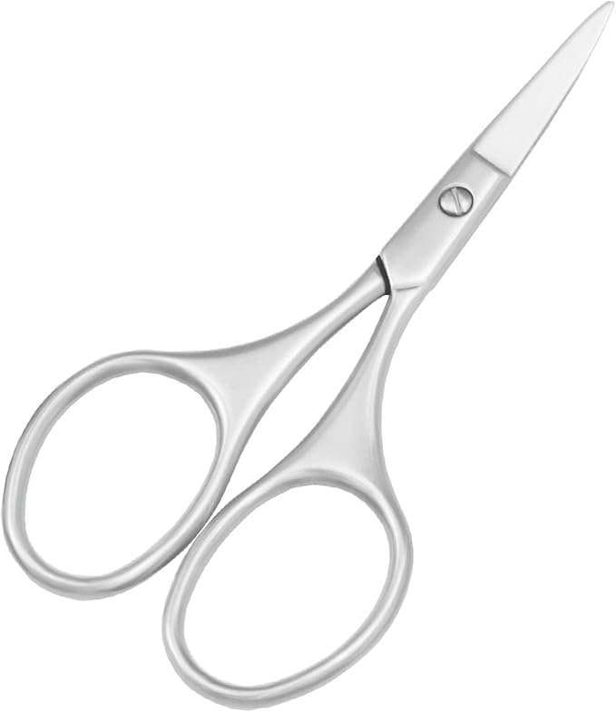 Multicolor Professional Grooming Scissors for Personal Care Facial Hair Removal and Ear Nose Eyebrow Trimming Stainless Steel Fine Straight Tip Scissors 3.9 Inch (Silver Set D)