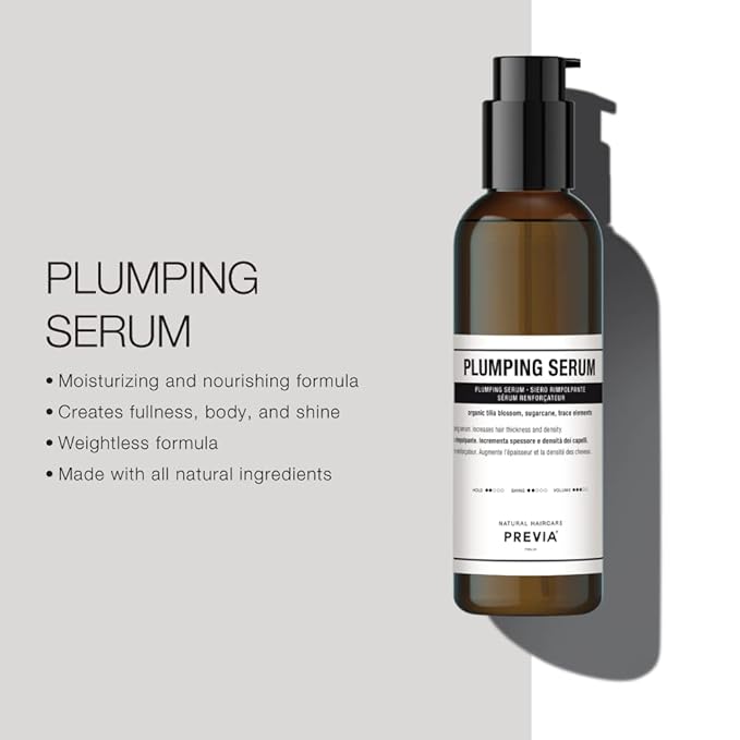 PREVIA Hair Plumping Serum for Thinning Hair Increase Thickness & Density Advanced Treatment for Hair Regrowth and Loss Moisturizing Nourishing Formula Sulfate Free Paraben Free 6.7 oz